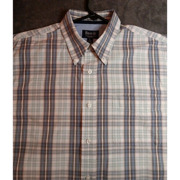 Mens Bass Long Sleeve Button Down Shirt Large Check Shirt - Picture 4 of 5